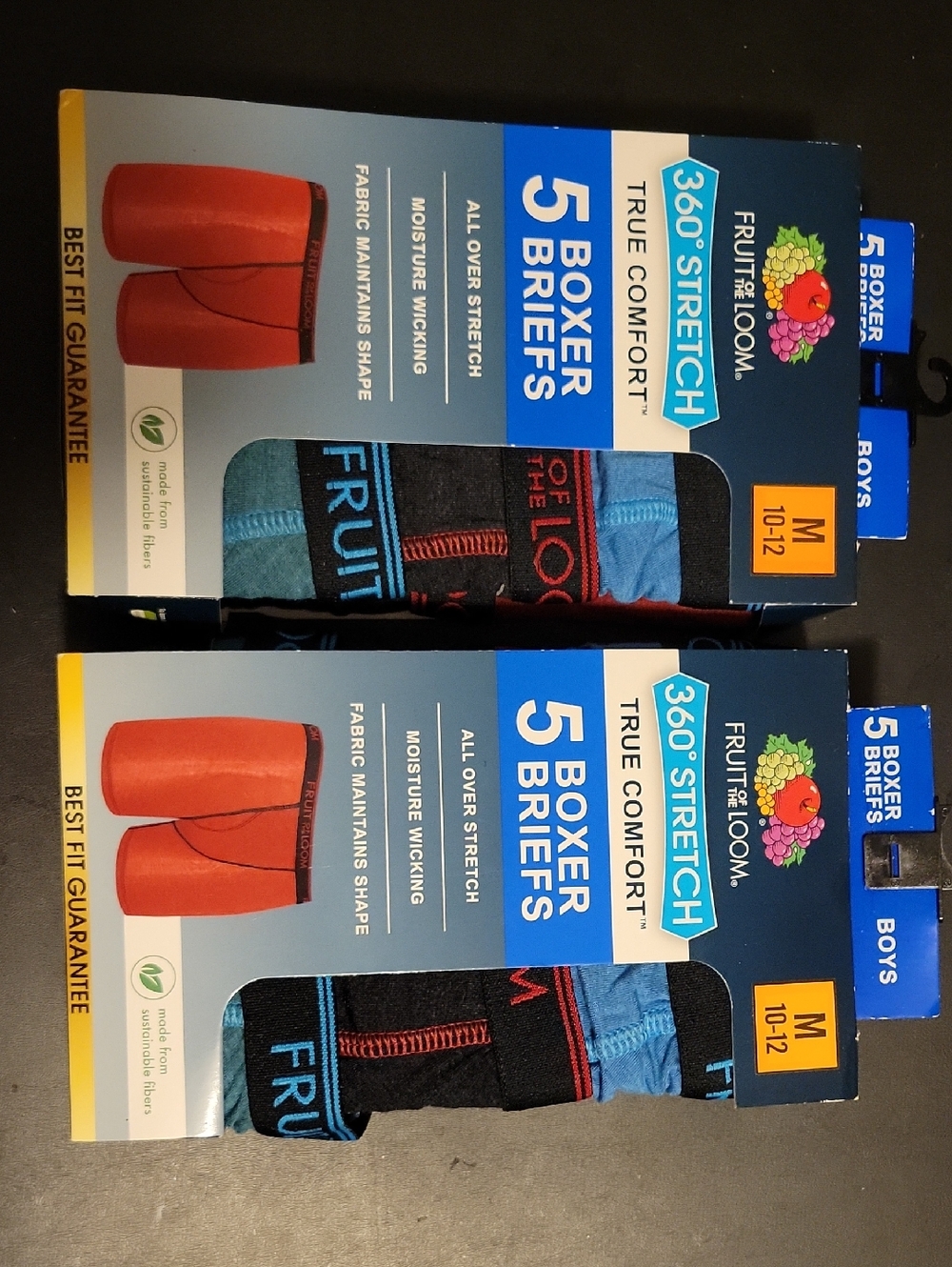 Fruit of the Loom Boys 5-Pack Boxer Briefs – Blue, Black, Red Accents (Set Of 2)